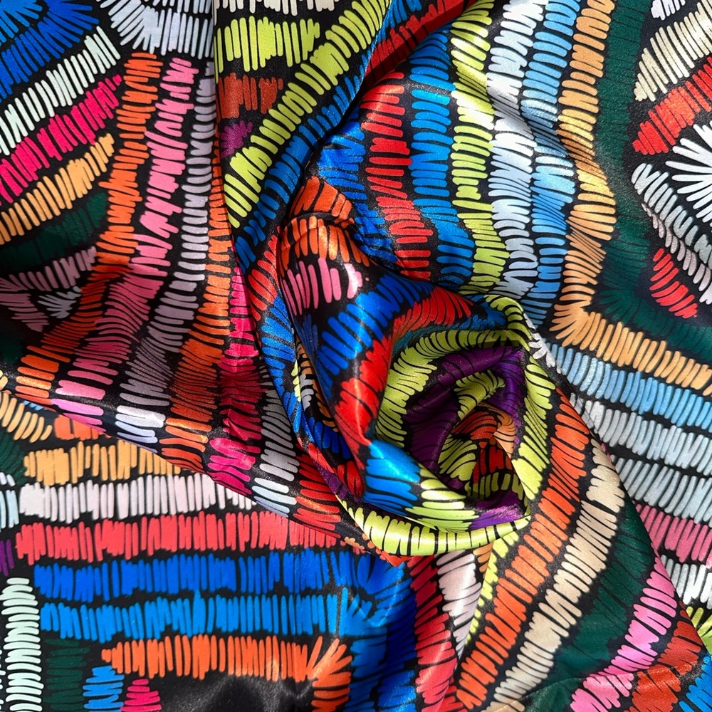 African Print, Satin Fabric- Rainbow "Kissi", 4 Yards